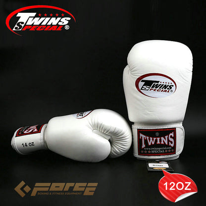 TWINS Pro Leather Boxing Gloves white 12oz BGVL-3