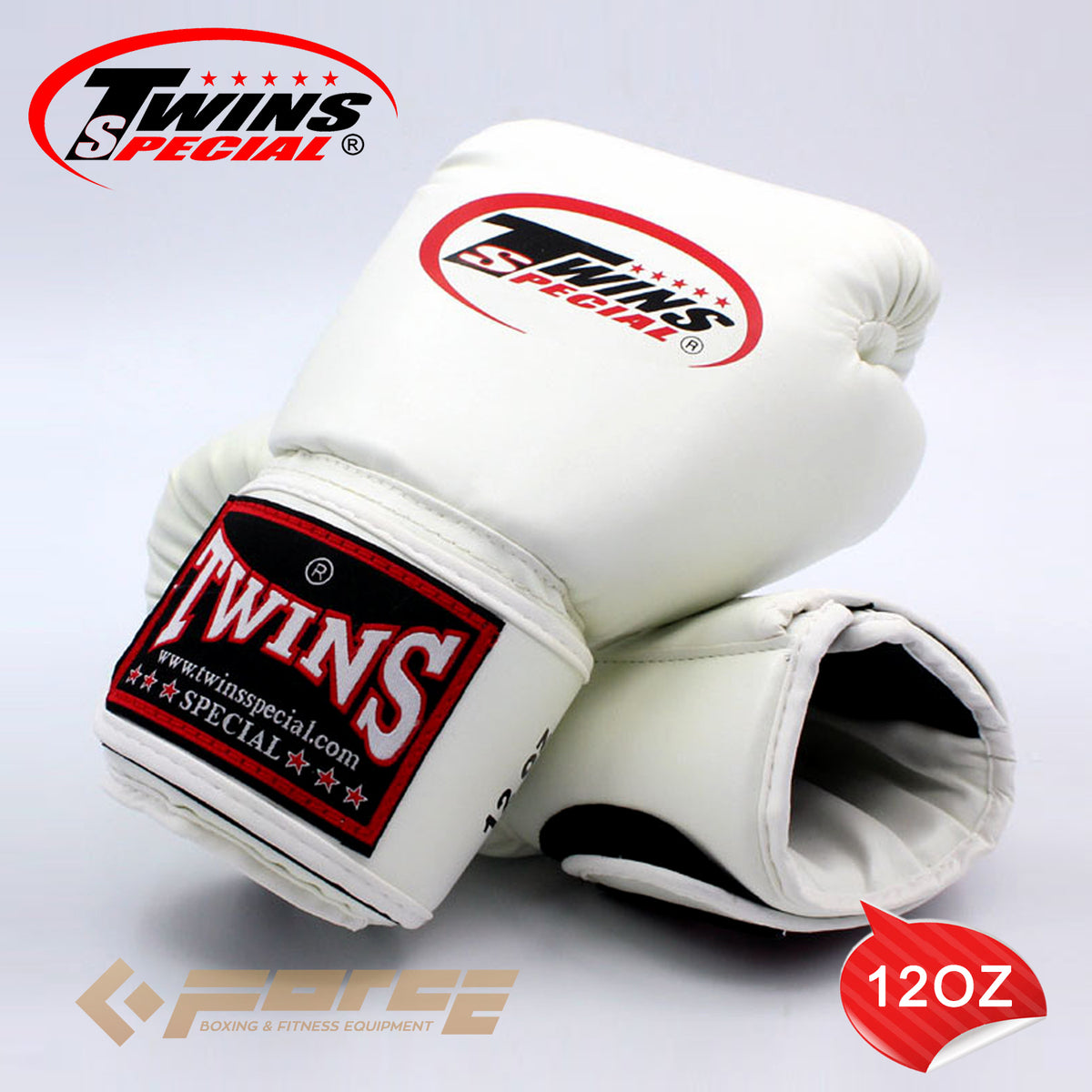 TWINS Pro Leather Boxing Gloves white 12oz BGVL-3