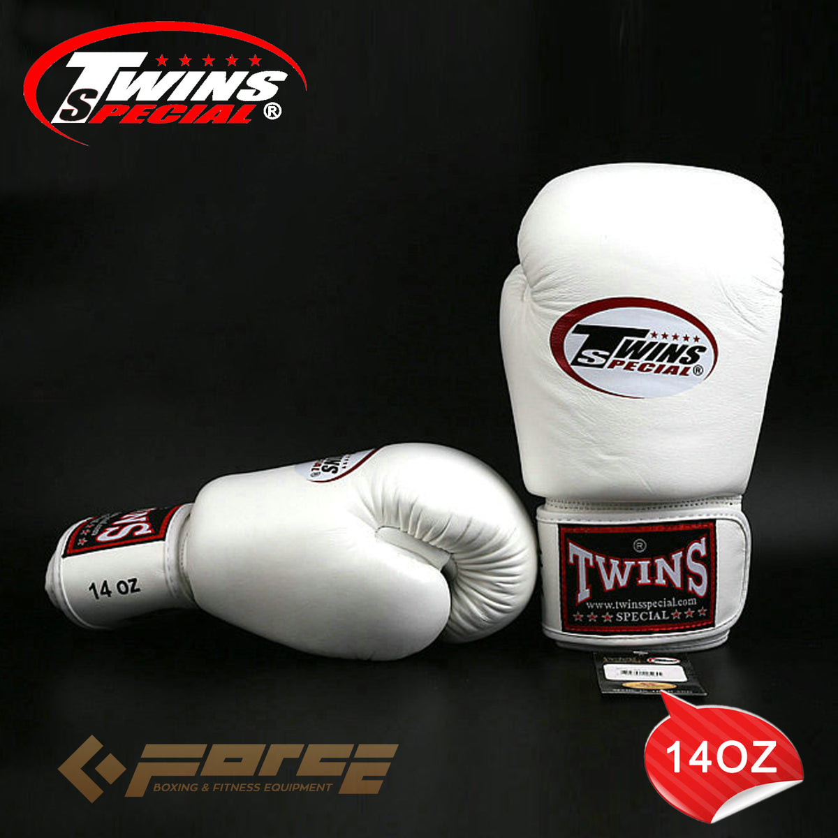 TWINS Pro Leather Boxing Gloves white 14oz BGVL-3