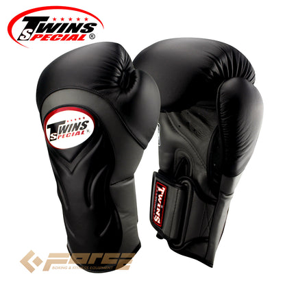 TWINS Pro Leather Boxing Gloves Black BGVL-6