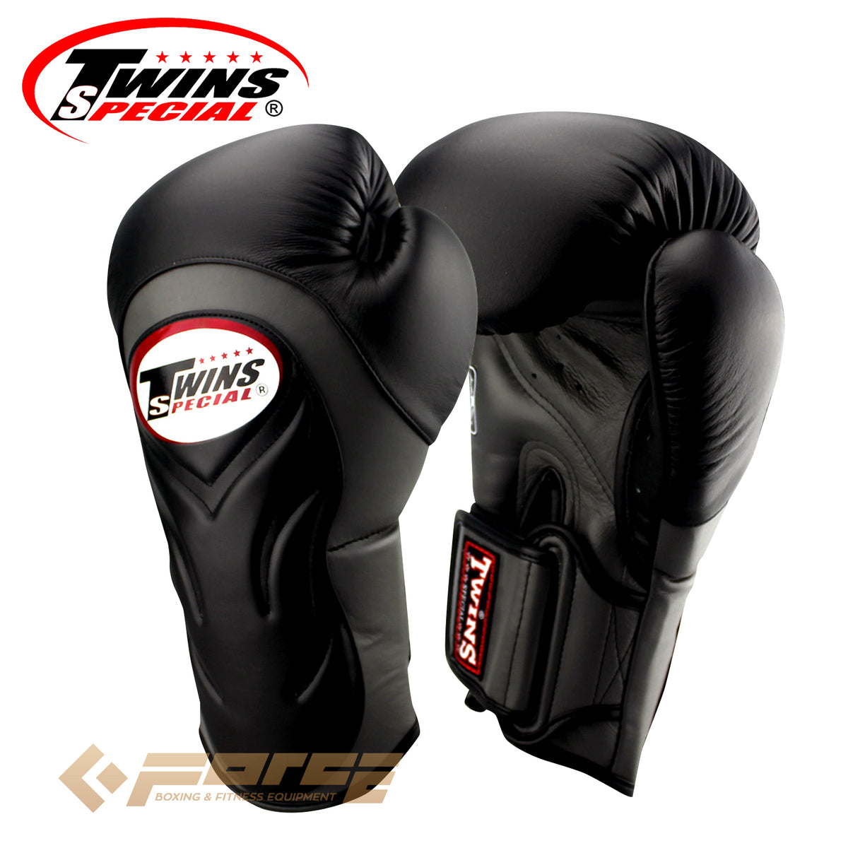 TWINS Pro Leather Boxing Gloves Black BGVL-6