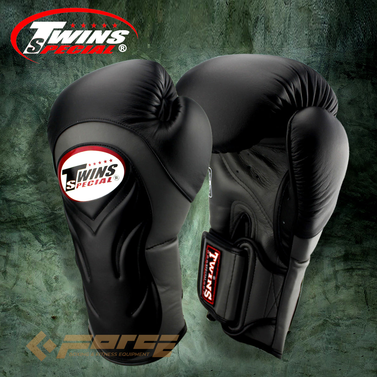 TWINS Pro Leather Boxing Gloves Black BGVL-6