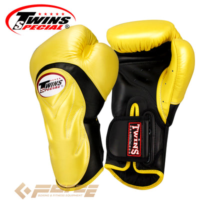TWINS Pro Leather Boxing Gloves Black BGVL-6