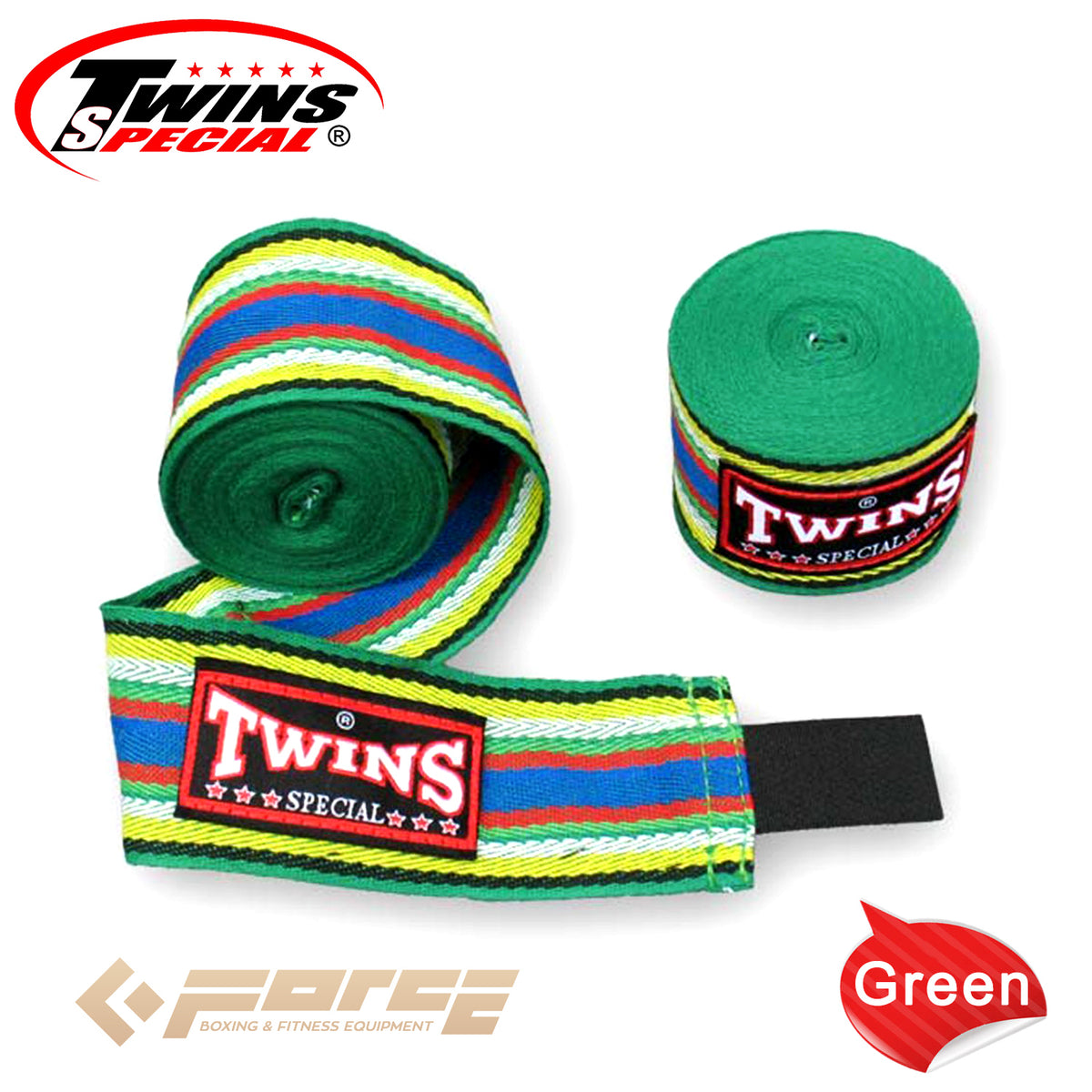 5m TWINS Boxing Cotton Handwraps Rainbow BLACK