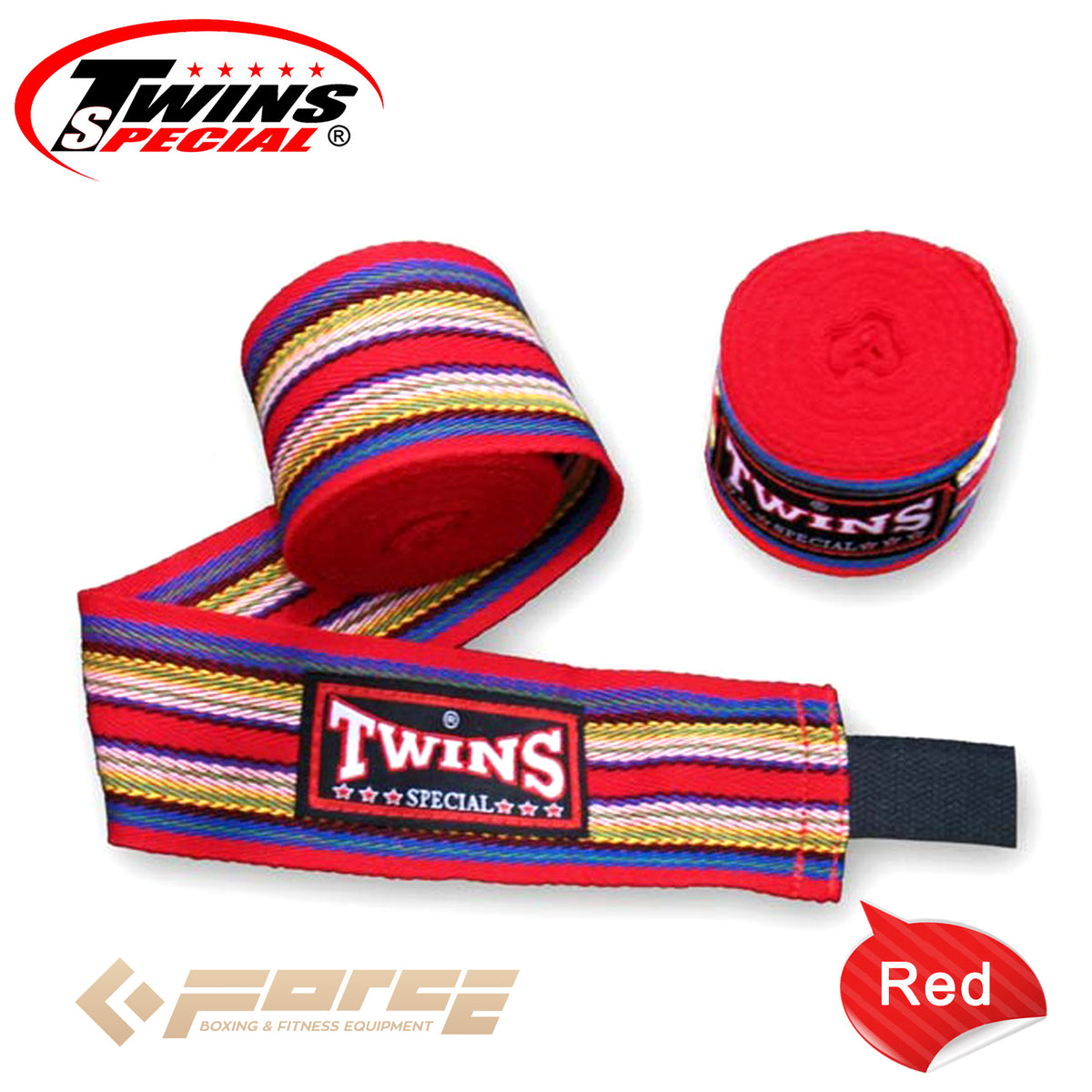 5m TWINS Boxing Cotton Handwraps Rainbow BLACK