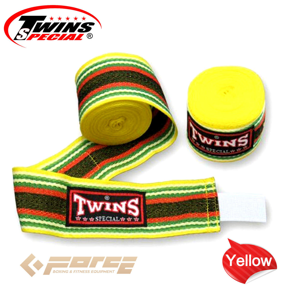 5m TWINS Boxing Cotton Handwraps Rainbow BLACK