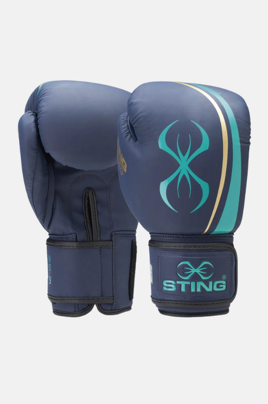 STING Aurora Womens Boxing Gloves in navy and gold