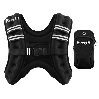Everfit 10kg Weighted Vest Men Women, Reflective Running Vest with Armband Pouch